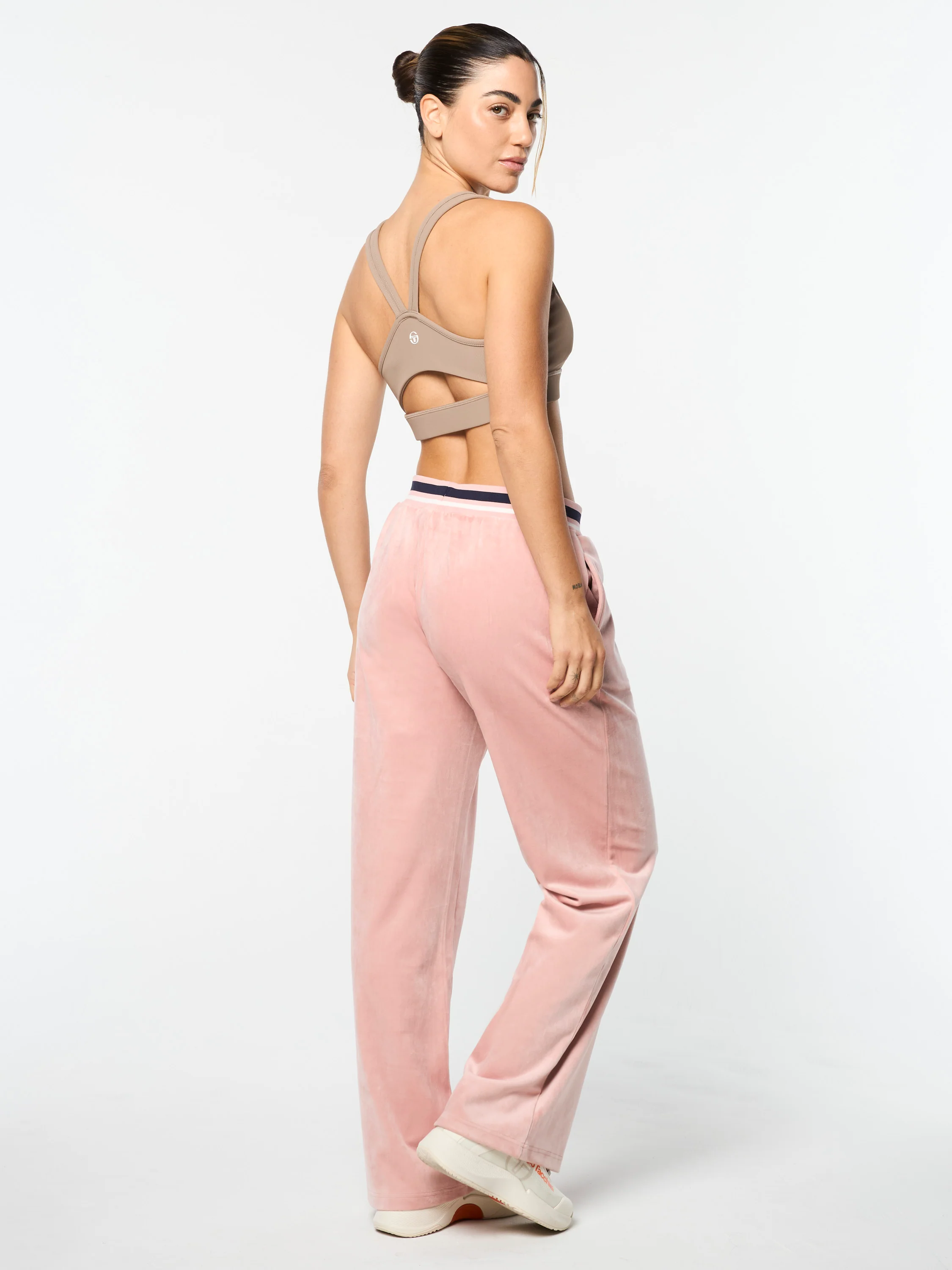 Adele Velour Track Pant- Pale Mauve - Image 6