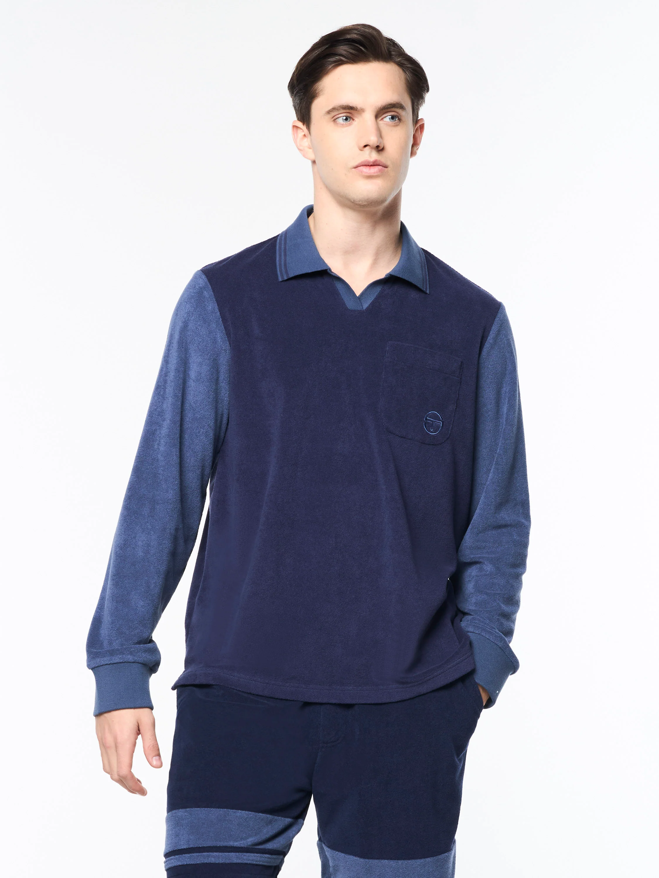 Alvar Long Sleeve Polo- Eclipse