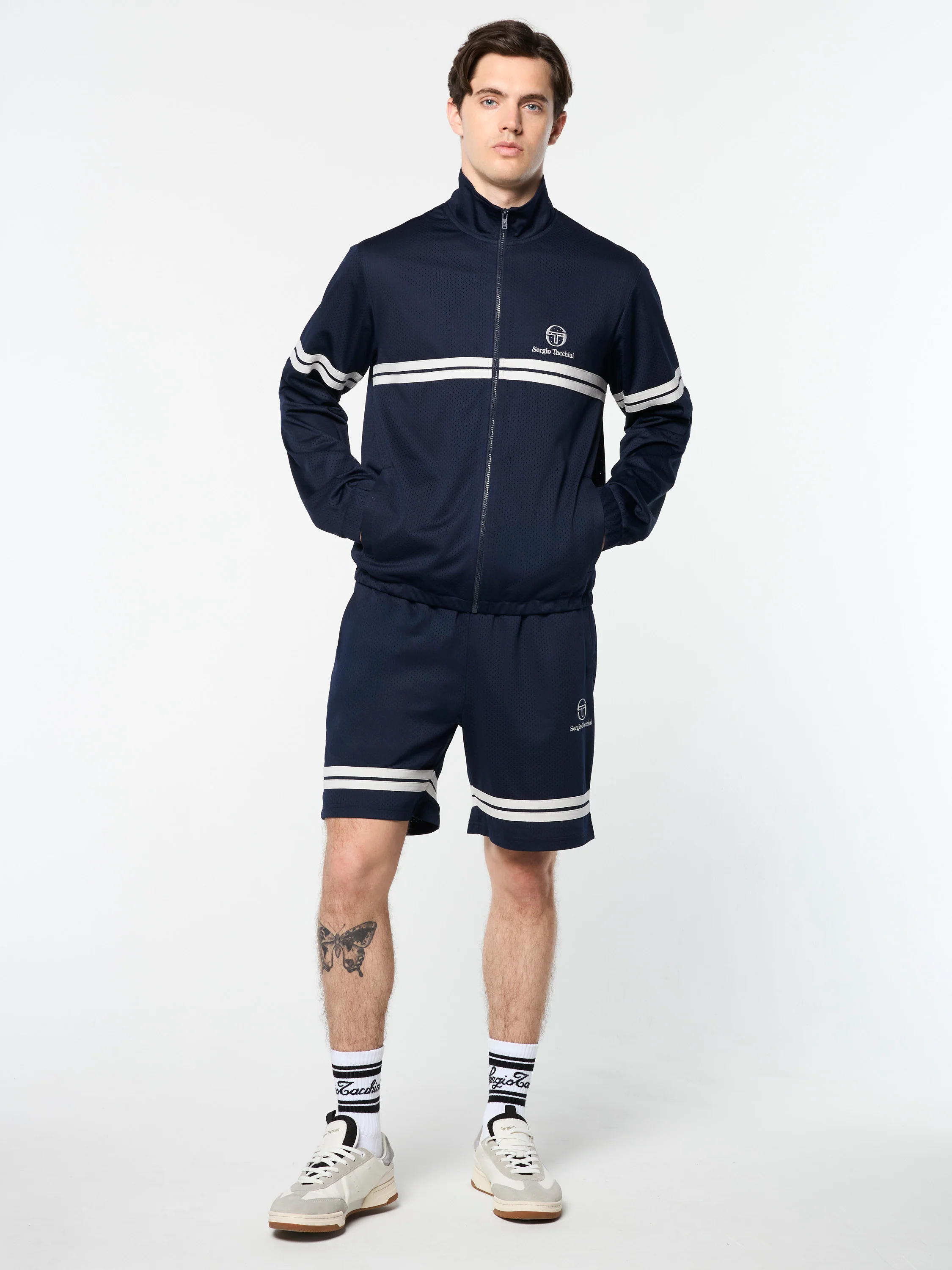 Arturo Mesh Track Jacket- Maritime Blue/ Quiet Gray - Image 4