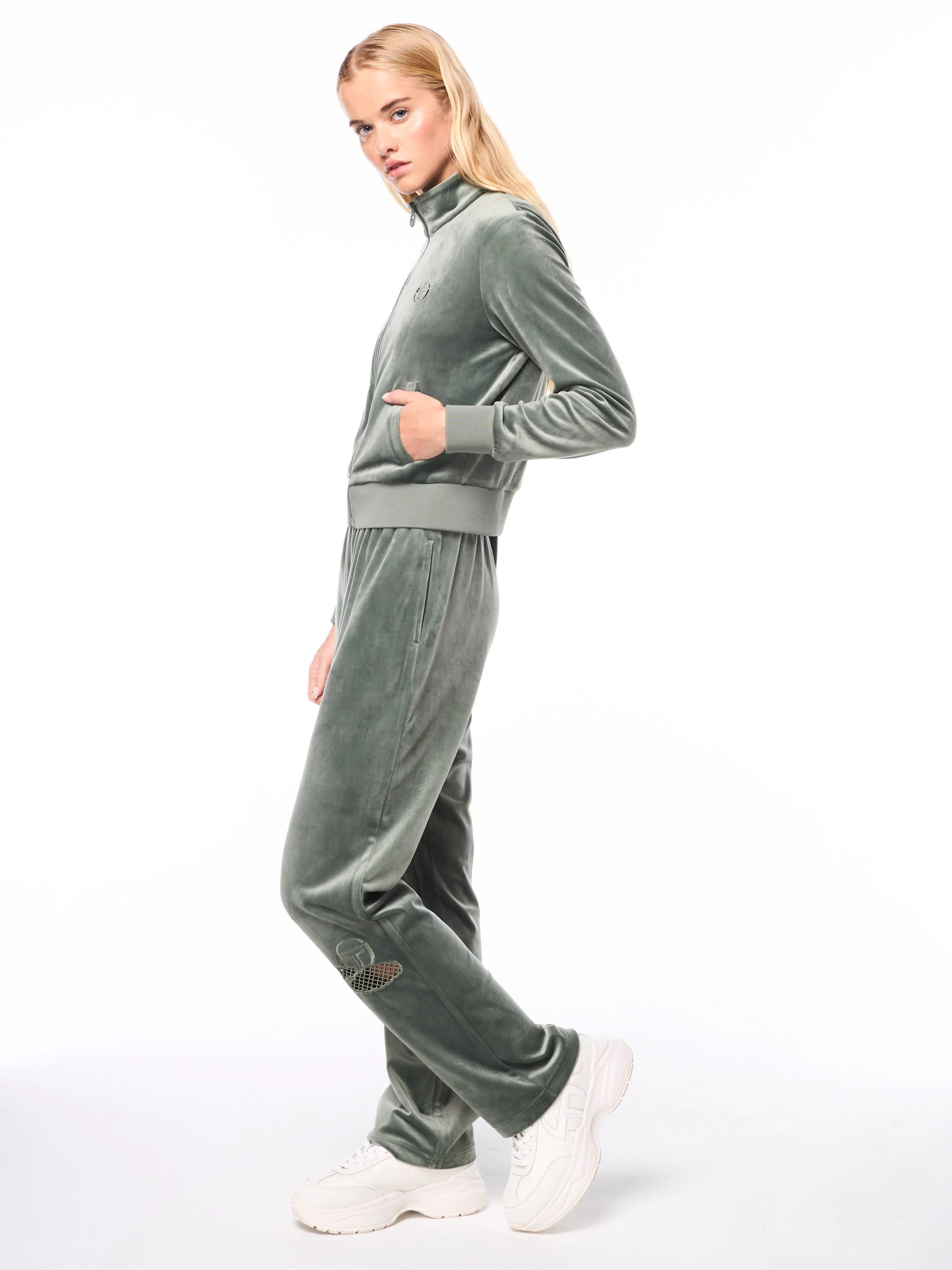 Nuvola Velour Track Jacket-Agave Green - Image 4