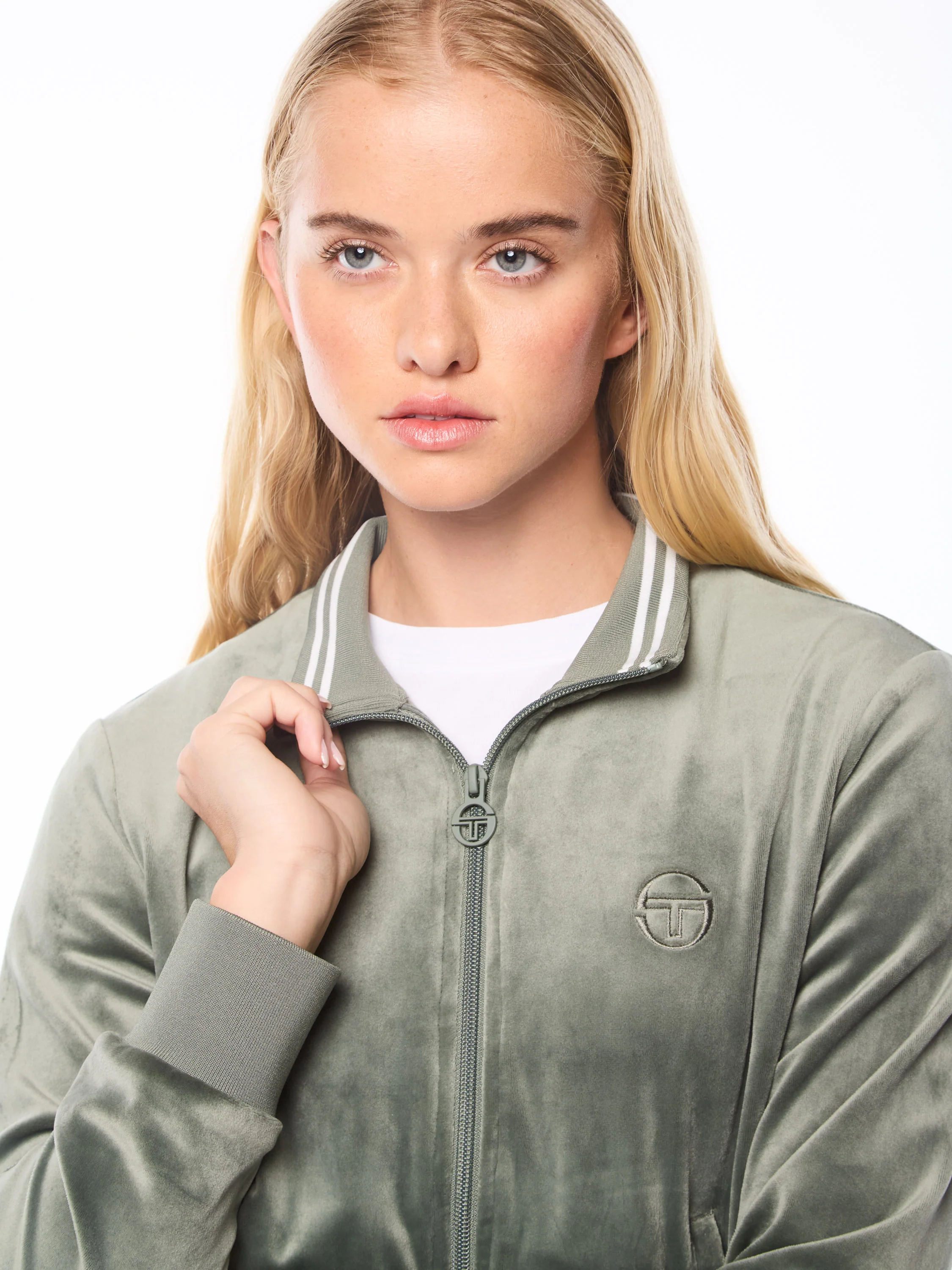 Nuvola Velour Track Jacket-Agave Green - Image 6