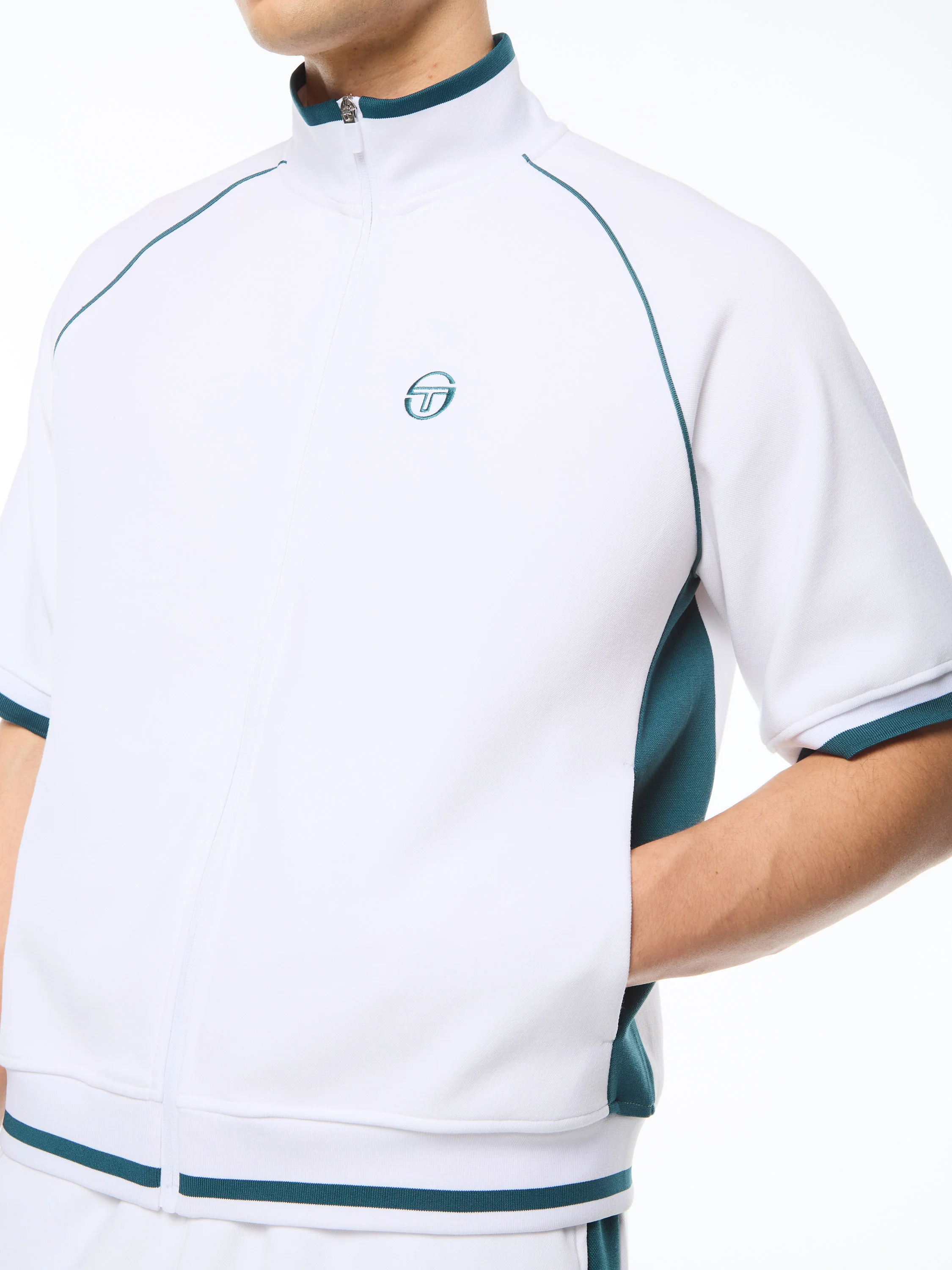 Pannello Short Sleeve Track Jacket-Brilliant White - Image 6