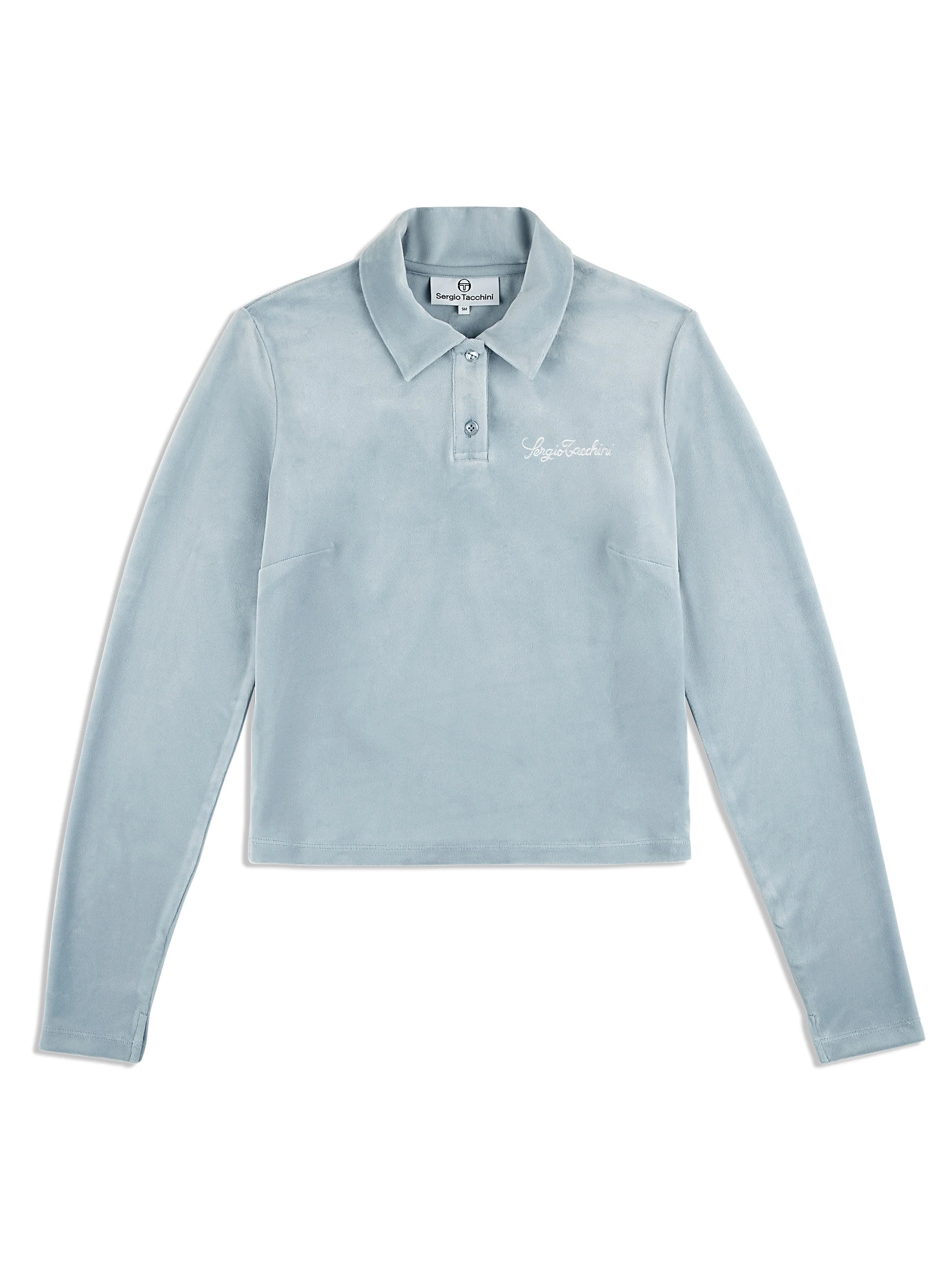 Veneto Velour Long Sleeve Polo- Celestial Blue - Image 2