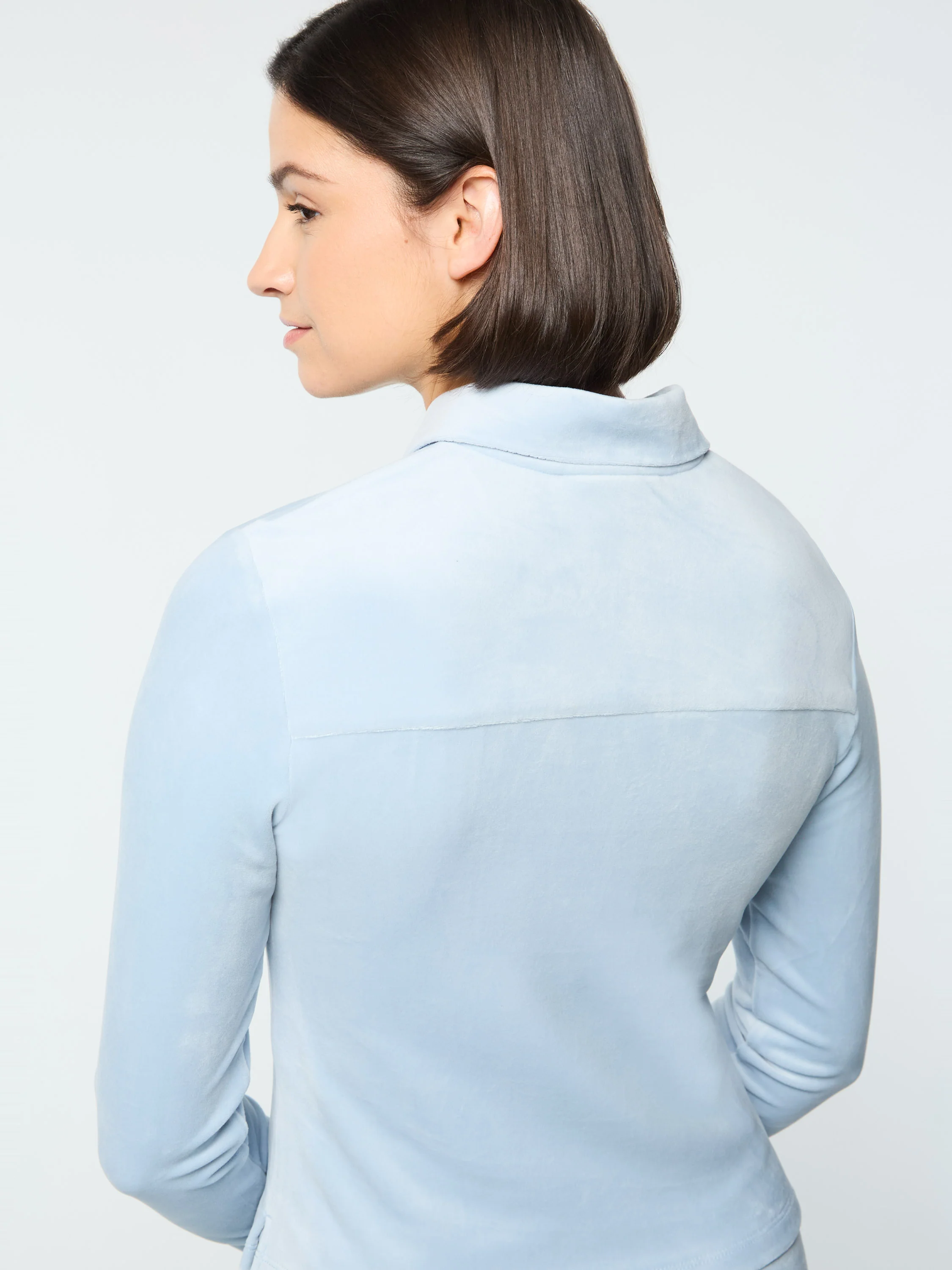 Veneto Velour Long Sleeve Polo- Celestial Blue - Image 6